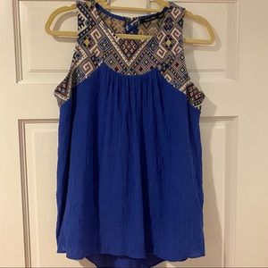 Blue Aztec Print Top